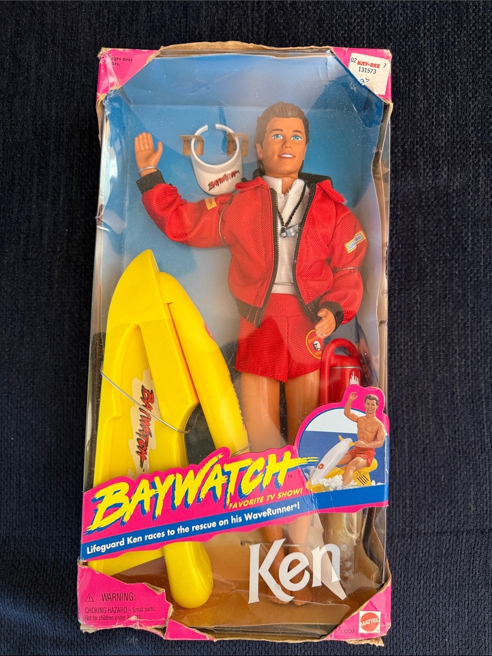 Vintage Baywatch Lifeguard Ken Doll with Yellow WaveRunner